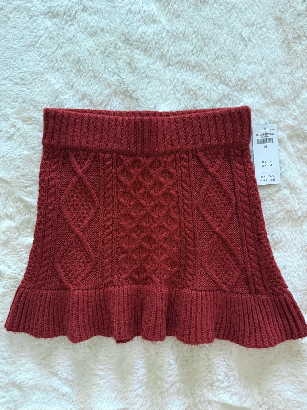 NWT Abercrombie Kids Cable Knit Skirt - Rust